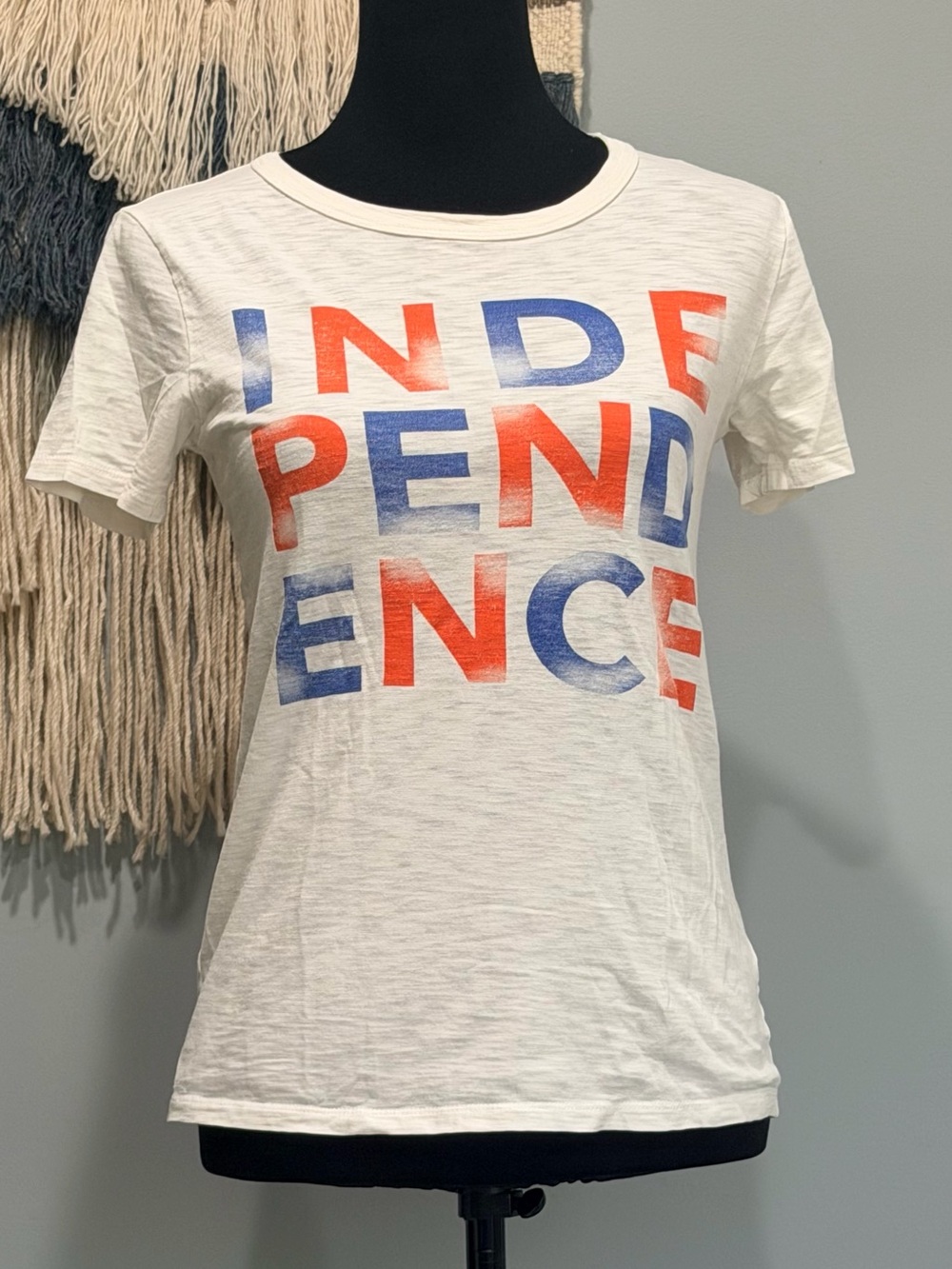 Last Days J.Crew Independence Day Graphic Tee XXS Patriotic Red White Blue Tee